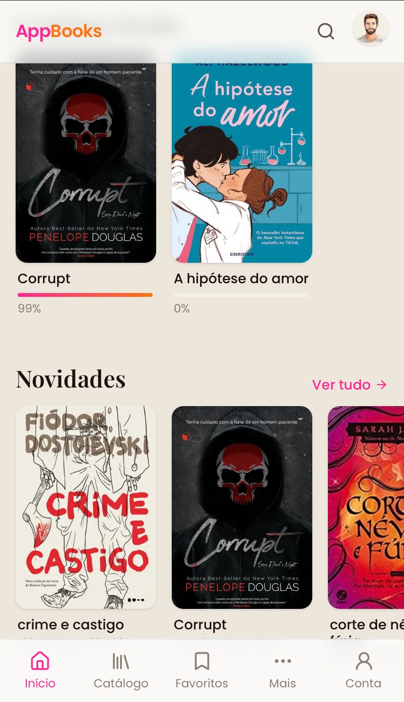 Tela do app AppBooks